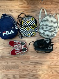 Fila, Billabong, And Vans Brand Mini Backpacks And Used Vans And Hot Topic Shoes