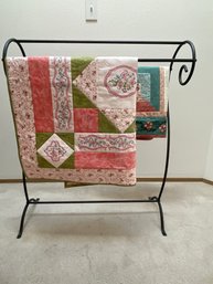 Quilt Rack With Two Homemade Quilts