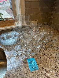 Crystal Wine Glasses And Champagne Flutes, 8in Glass Plates