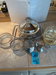 Possible Silver Food Dish, Platter, Bowls, Candle Holders