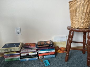 Religious Books, Stool, And Basket