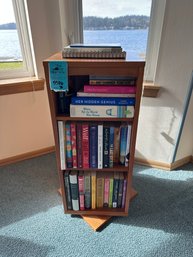 Wooden Rotating Shelf And Books