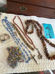 Glass Beaded Necklace, Rosary, Bracelet