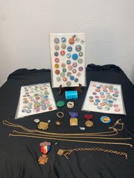 Vintage Union Buttons, Watch Fob, Medals