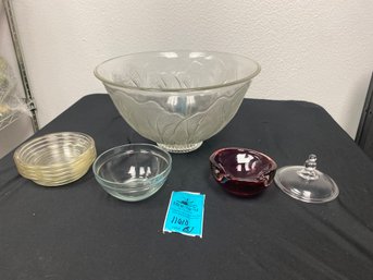 Glass Bowls And Glass Ashtray