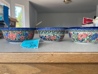 3 Unikat M. Starzyk Polish Pottery Bowls