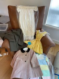 Vintage Children's Clothing Includes: Christening Gown, Coat, Suit, Sun Dress, And Footie Pajamas