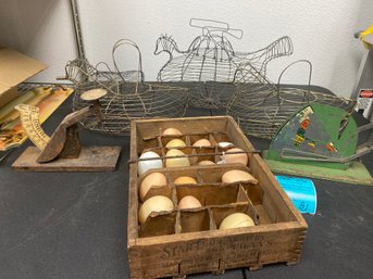 Vintage Egg Scale, Chicken Shaped Baskets, Egg Box