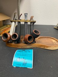 Four Kirsten Tobacco  Estate Pipes With Stand.