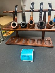 Five Tobacco Estate Pipes With Double Decker Stand
