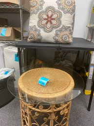 Throw Pillows And Wicker Table