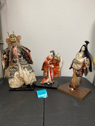 Japanese  Kabuki And Ladies Dolls