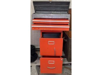 A0 Filing Cabinet And Tool Box, Both Appear To Be Metal