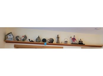 RM 5 Two Rooster Figurines, Duck Porcelain Figurine And Asian Figurines