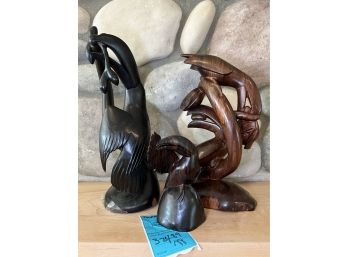R1 Hand Carved Toucan Wood Sculptures
