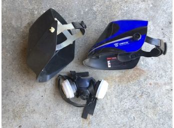 R00 Two Welding Masks And Niosh Protection Goggles
