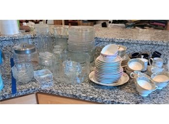 R8 Assorted Of Glass And Crystal Bowls And Vases And China Sets