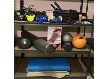 R9 Exercise Equipment Lot To Include Weights, Beachbody Step, Teeter, Power Stands, TRX Basic Training DVD, W
