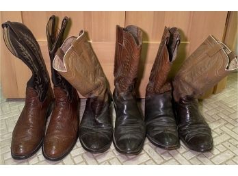 R9 Boots Lot To Include Three Pairs Of Boots By Tony Lama And Two Pairs Handmade By M.L Leddy