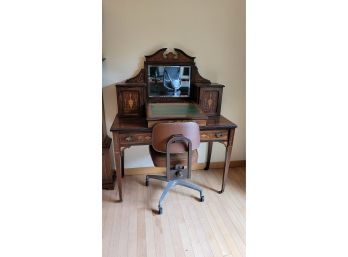 R6 Mirrored Wooden Vintage Desk With Chair