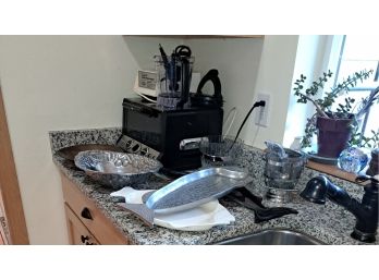 R8 Cuisinart Toaster Oven, Food Processor Base, Ice Bucket, Decorative Trays And Bowls, Glassware, Pitchers