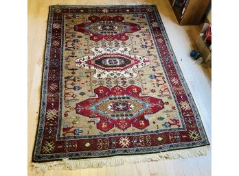 Rm7 Area Rug With Cream, Brown, And Red Colors