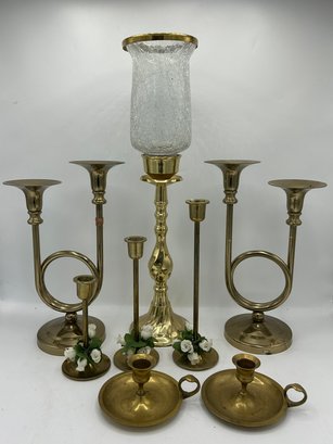 Assortment Of Brass Candle Holders