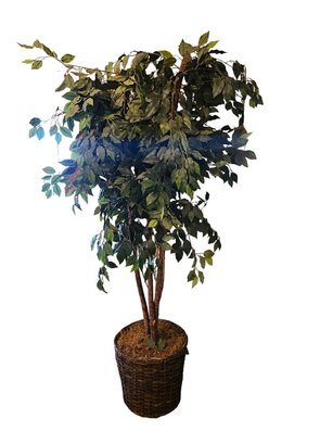 Artificial Tree With Woven Basket Pot