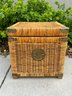 Wicker And Brass Chinoiserie Blanket Trunk