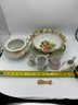 Assortment Of Antique Porcelain - Bowl, Plate, Small Pitcher, And More