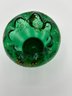 1880 Hand Blown Green Glass Vase With Hand Painted Details