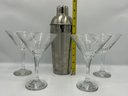 Martini Glasses And Cocktail Shaker With Drink Recipes