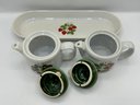 1960s McCoy Strawberry Fields Teapots And Bread Plate /platter
