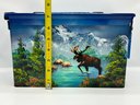 Hand Painted Ammo Box With Bear Scene And Moose Scene