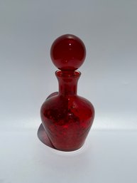 Vintage Mid Size Ruby Red Decanter With Stopper