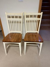2 Shabby Chic Slat Back Dining Chairs