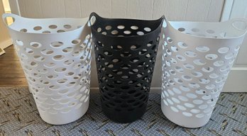 Three Plastic Laundry Baskets