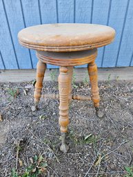 Antique Piano Stool With Glass Claw Feet