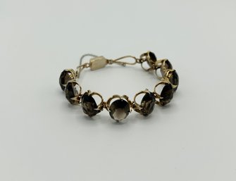 Sterling Silver Smokey Quartz Bracelet With 10k Gold Vermeil