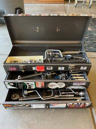 Tool Box And Its Contents - Ratchets, Sockets, Hand Tools
