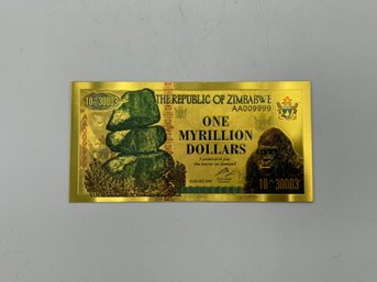 Reserve Bank Of Zimbabwe One Myrillion Dollars Note