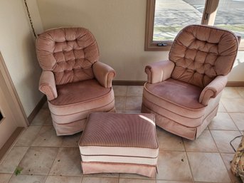 Cute Pink Swivel Chairs With Matching Ottoman