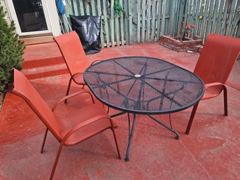 Red Painted Patio Set