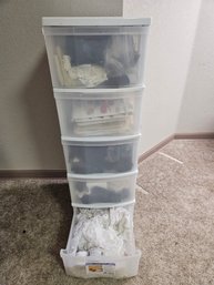 4 Drawer Storage Bin Stuffed With Sewing Materials