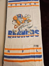 2 Vintage 1988 Denver Broncos Jack Davis Beach Towels 32x57 VTG
