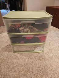 Plastic Bin Drawers Filled With Sewing Materials
