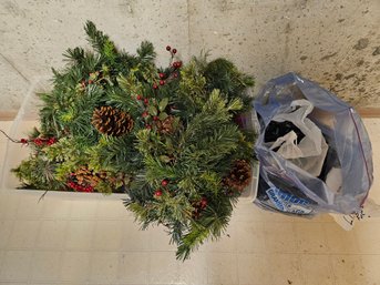 Christmas Lights, Wreath Material And Santa Decor
