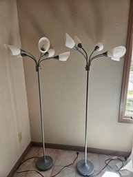 Tall Silver Lamps With Bendable Heads