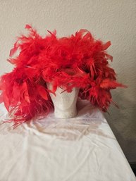 Wild Red Hat With Lace And Feathers