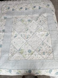Green/blue Handmade Quilt With Tapestry Stitch